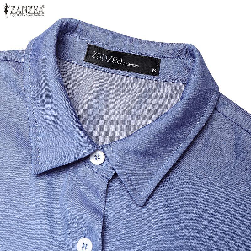 ZANZEA Abito Chemisier Casual Lento da Donna con Collo a Revers e Maniche a 3/4