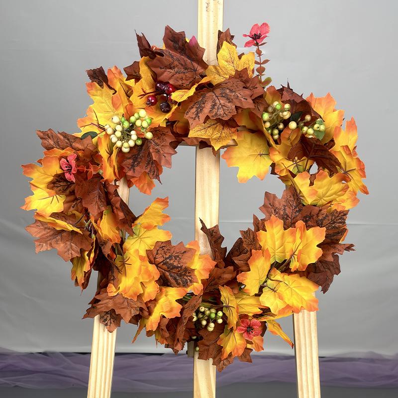New Autumn Harvest Festival Wreath for Door or Wall - Thanksgiving Floral Home Decoration