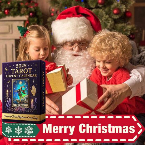 Tarot Advent Calendar 2025 24 Days Acrylic Countdown Calendar with Surprise Cards Christmas Tree Ornament for Holiday Decor