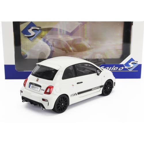 1/18 Scale Fiat 500 Abarth Diecast Model Car - Solido 1/18 Scale Fiat Nuova 500 Abarth 595 2022 White Black (1811301)