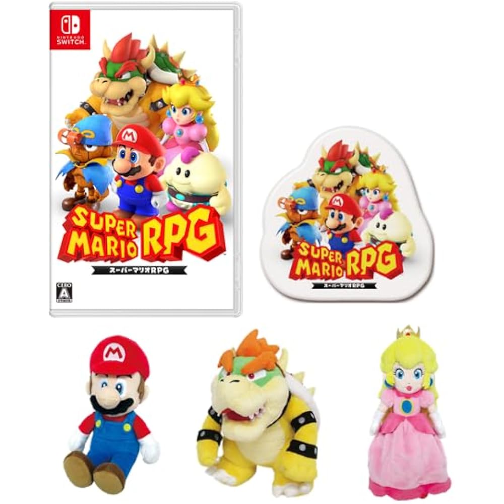 Super Mario RPG - Switch+ Mario Peach Bowser Plush Toy Set ([Amazon.co.jp Exclusive] Original Pin...