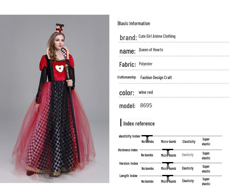 Costume Cosplay Halloween 2025 Alice nel Paese delle Meraviglie Regina di Cuori
