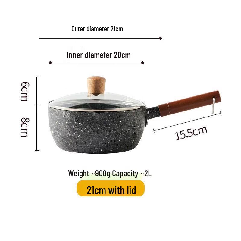 

ZISHI 20cm Non-Stick Maifan Stone Milk Pot with Lid