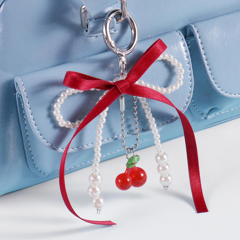 Y2k Fashion Flower Star Love Bow Strawberry Pendant Acrylic Keychain Student Women's Bag Backpack Pants Chain