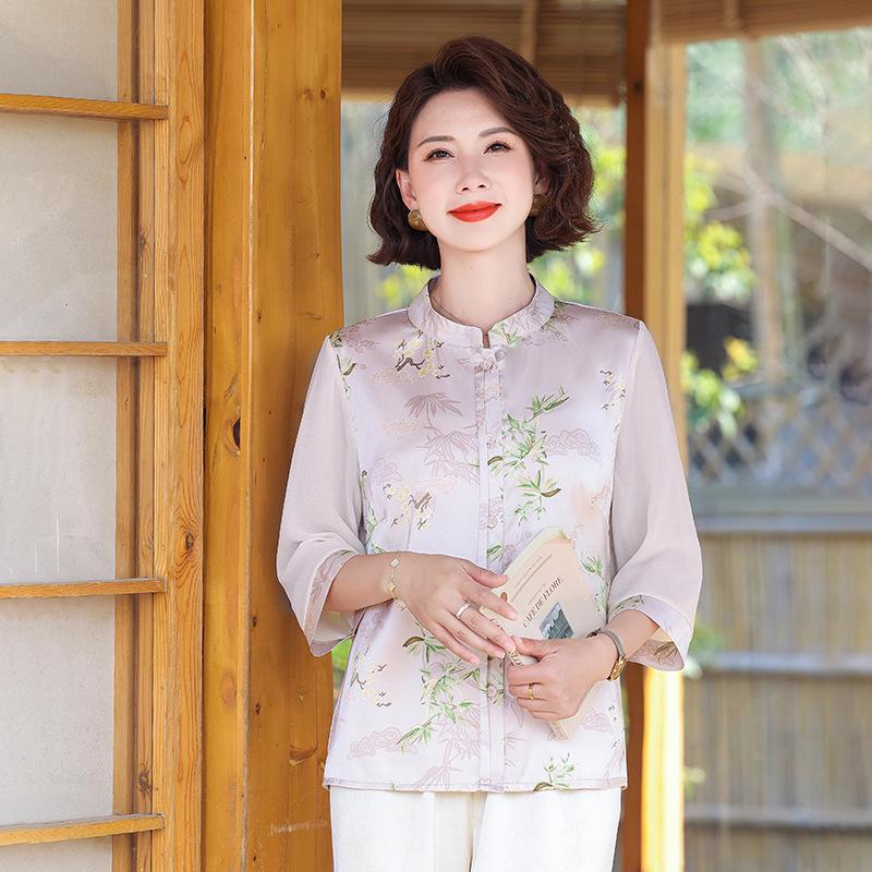 

Stylish Summer Seven-Sleeve Shirt for Middle-Aged & Elderly Women 4XL (recommended 65-70 kg) рожевий