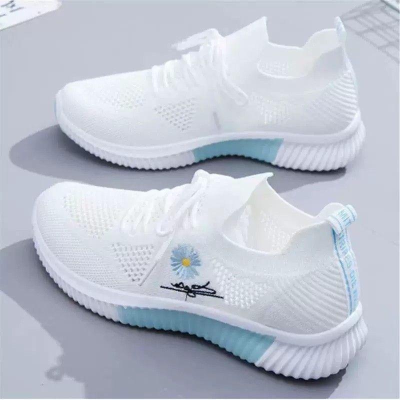 Summer New Small Daisy Sports Versatile Women's Shoes Fly-woven Thin Soft-soled Non-slip and Wear-resistant Sports Shoes