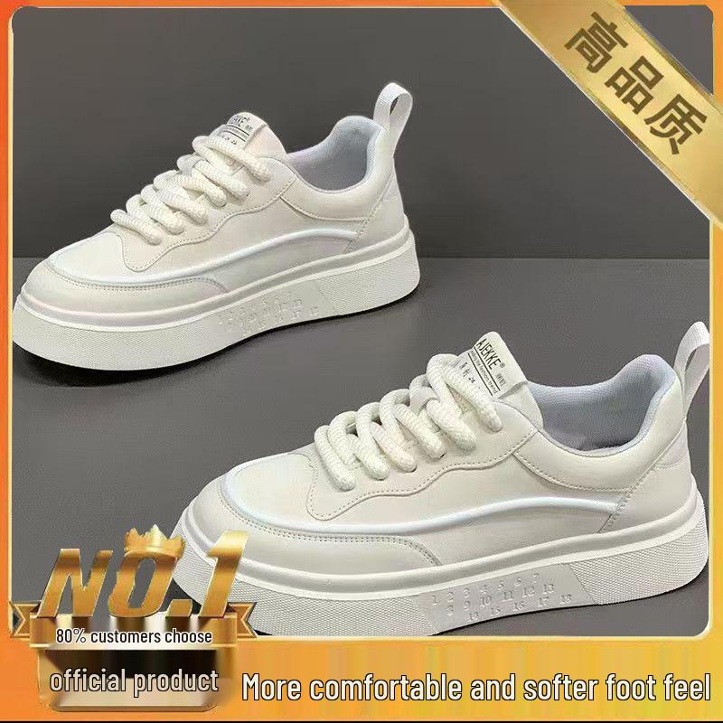 Herbst 2025 Herren Atmungsaktive Trendige Low-Top Weiß Skate Schuhe mit dicker Sohle