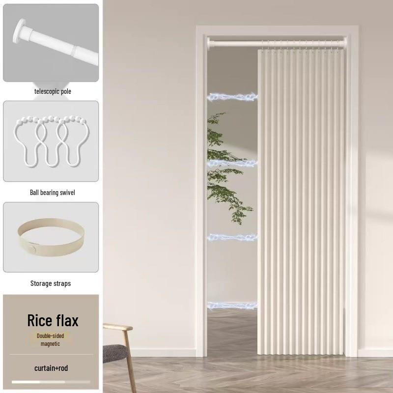 Premium Imitation Linen Door Curtain for Bedroom, Kitchen, and AC Shading