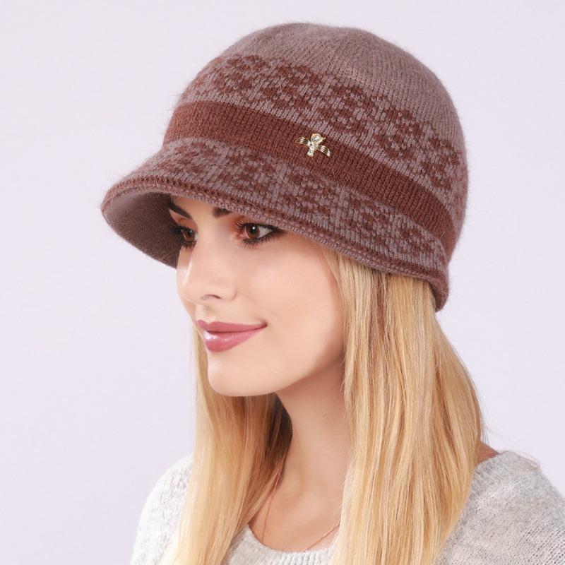 Autumn Winter Hats Women's Knitted Hat Mixed Color Fashion Thick Warm Hat All-match Bucket Hat