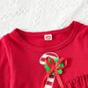 Christmas Kids Girls 2 Piece Outfit Spring Autumn Ruffle Flared Pants Fashion Set Striped Polka Dot For Baby Girl Holiday Valentine's Performance