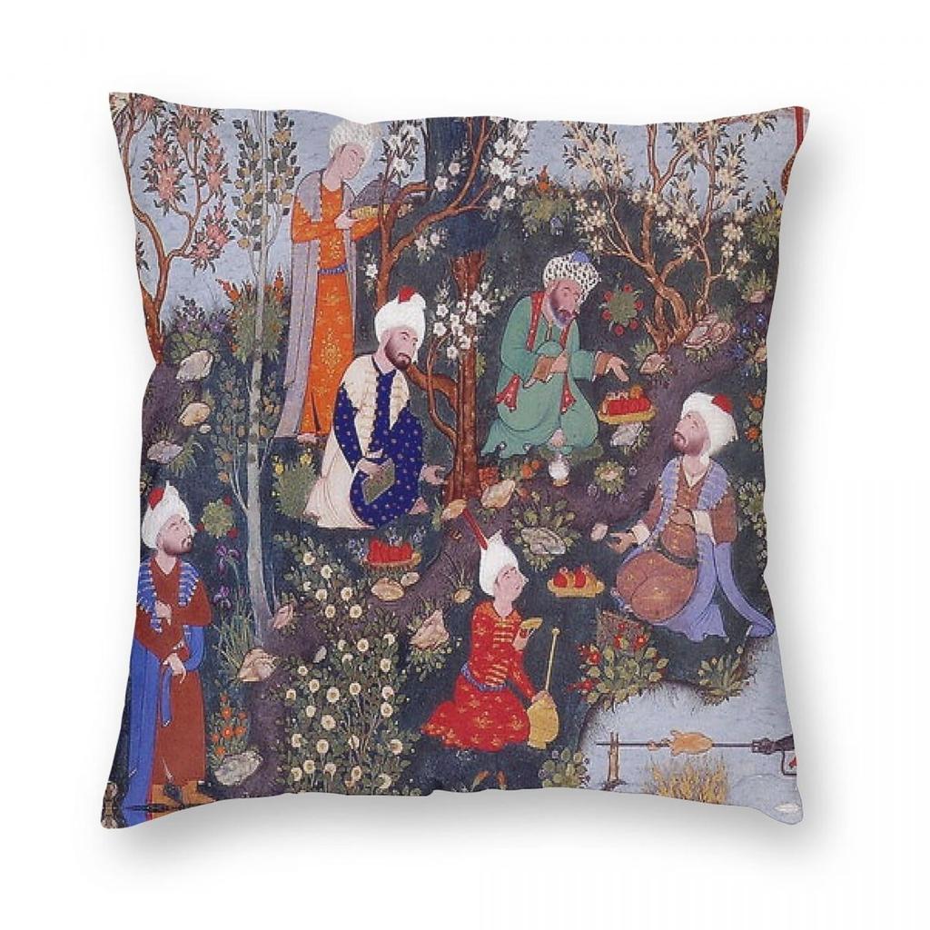 Safavid Dynasty Square Pillowcase Polyester Linen Velvet Creative Zip Decorative Pillow Case Home Cushion Cover