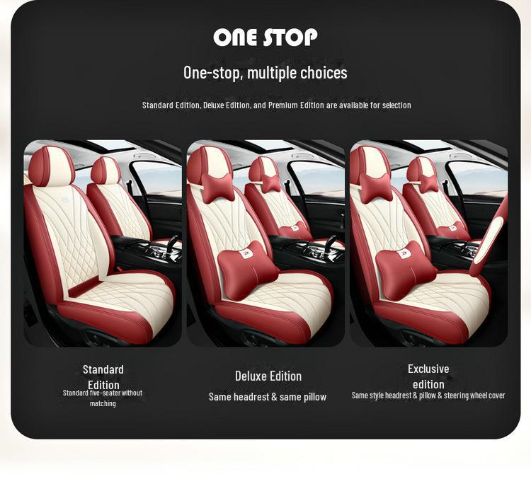 Cojín Universal de Cuero Completo para Asiento de Coche para las Cuatro Estaciones - Resistente al Desgaste y Transpirable, Diseño Todo Incluido