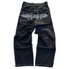 LUXEON Streetwear Jeans Y2K Retro Hip Hop Bestickte Baggy Jeans Retro Schwarze Hosen Herren Damen Neue High Waist Weite Hosen