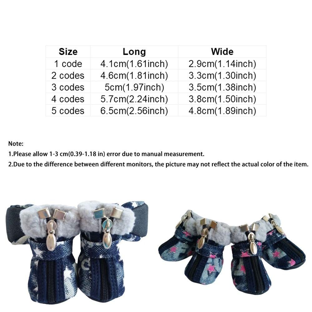 4 pieces/set Warm Winter Dog Boots Wear-Resistant Dog Cotton Shoes Puppy Paw Protector Hiking