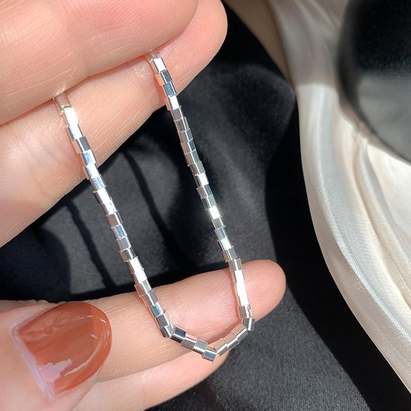Small Square Bracelet Cold Wind Simple A Few Taels Broken Silver Bracelet Geometric Square Tube Jewelry