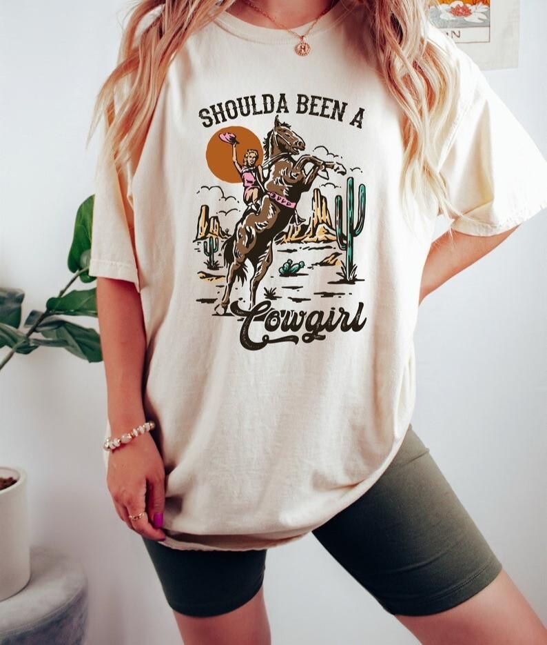 Should A Been A Cowgirl ShirtRetro Cowgirl ShirtWestern Graphic Tee Shirt Unisex T-Shirt M