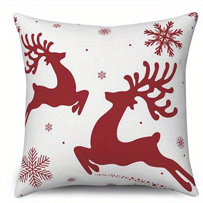 Home Decor Red & White Christmas Pattern Pillow Covers Pattern Cushion Cover Suitable For Sofa Bedroom Car Pillow Cover