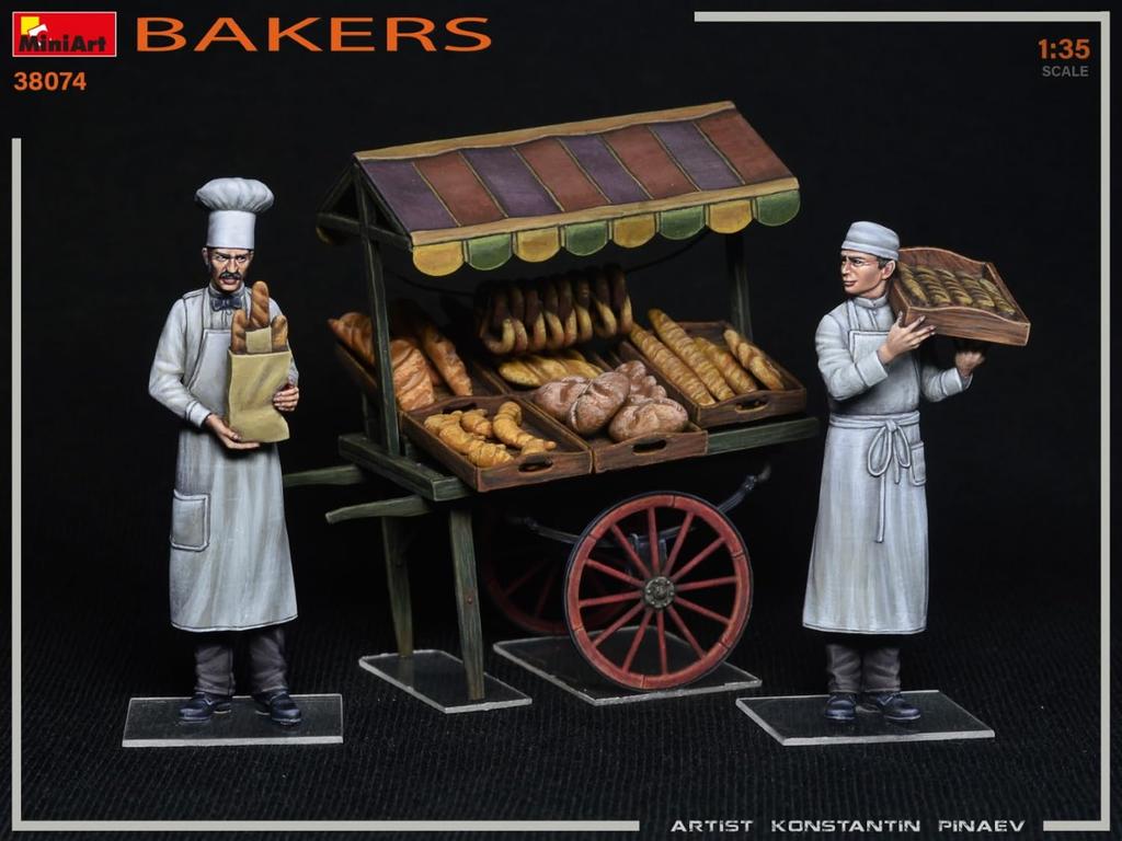 Miniart Scale Bakery Set with 2 Plastic MA38074 1/35 Figures, Model,