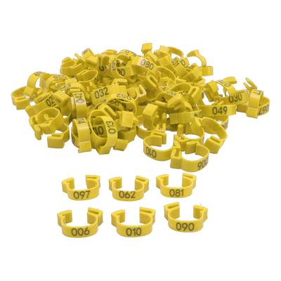 100PCS Chicken Leg Bands 20mm 001 To 100 Numbered Poultry Identification Leg Tags for Chicks Ducks