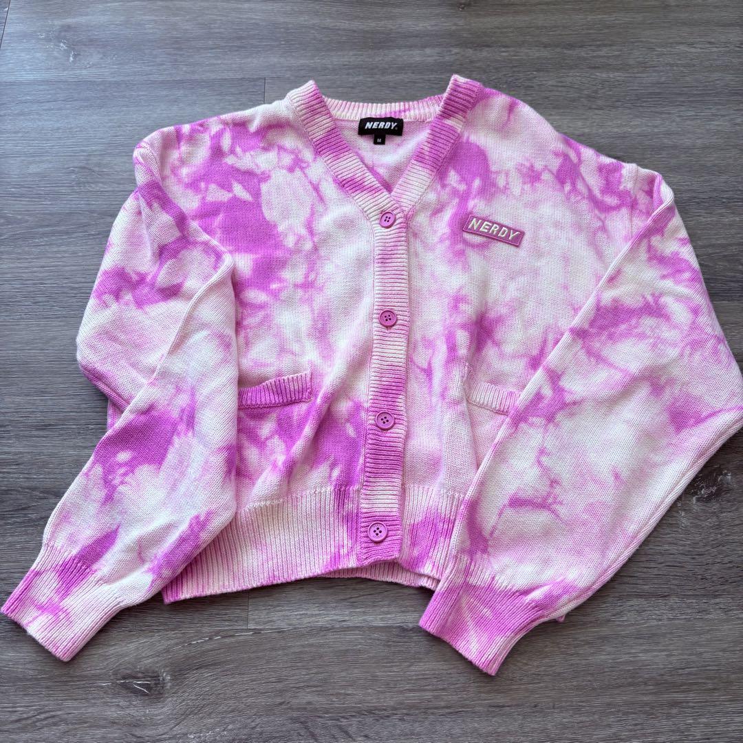

[USED] NERDY Tie-Dye Cardigan, Long Sleeve, Pink, Size M