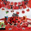 Cute Ladybug Theme Happy Birthday Party Decor Banner Cupcake Toppers Hanging Swirls Red Black Polka Dot Baby Shower Supplies
