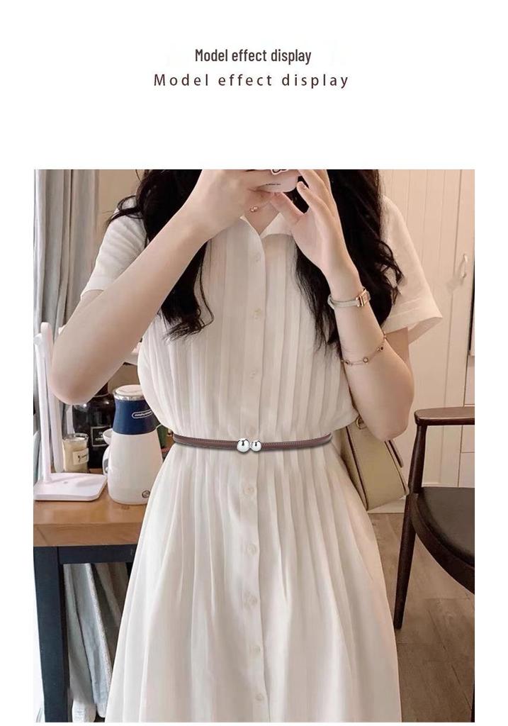 Women's Genuine Leather Adjustable Thin Belt for Suits and Skirts