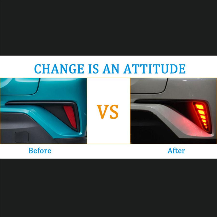 For 2016-2020 Toyota C-HR CHR LED Rear Fog Lights Tail Bumper Brake Light 3Pcs