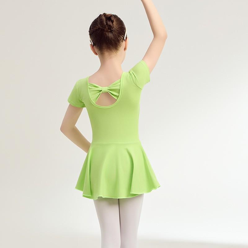Abbigliamento Cotone Bambina Pratica Danza Ragazze Viola Manica Corta Costume Balletto Cinese