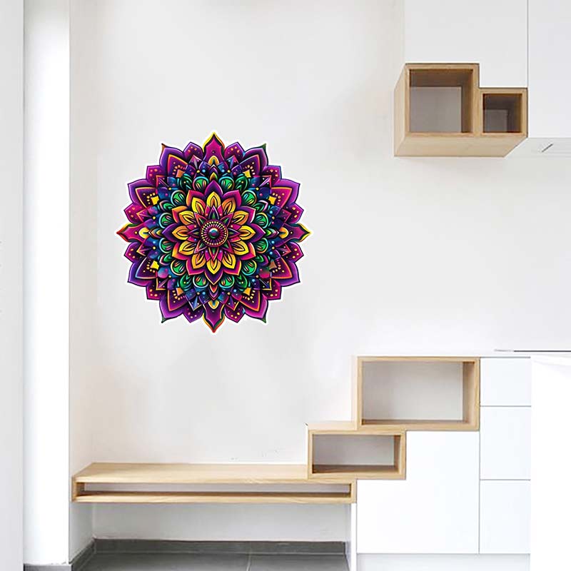 Mandala Néon Créatif Sticker Mural Salle de Bain Salon Décorations d'Arrière-plan Papier Peint Autocollant Décoration de Maison Autocollants M951