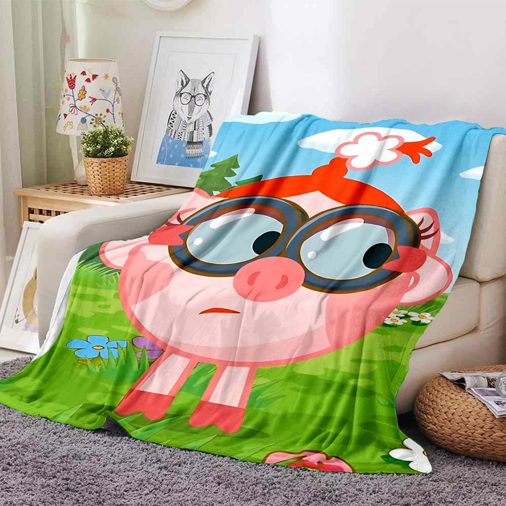 1Pc Cute Cartoon Character KikoRiki Blanket Soft Comfortable Polyester Blanket All Season Warm Throw Bedroom Office Outdoor Use Perfect Christmas Gift
