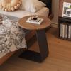 Modern Side Table with Wooden Top, Stylish Living Room Coffee Table, C-Shaped Bedside Nightstand, Compact Round End Table