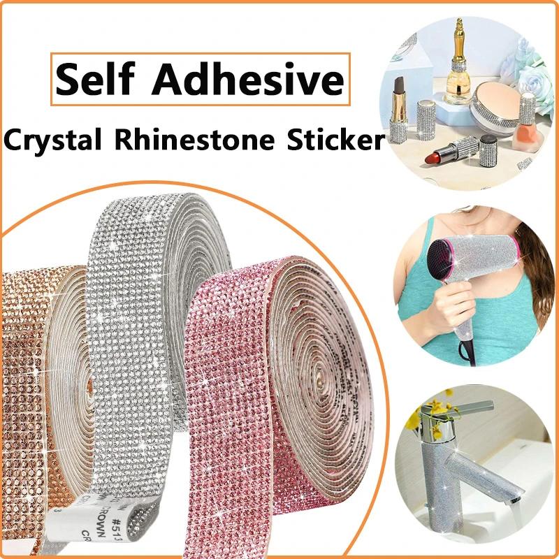 Self Adhesive Crystal Rhinestone Sticker Shiny Glass Diamond Ribbon Multipurpose DIY Car Phone Decoration Arts Crafts VIE LENTE