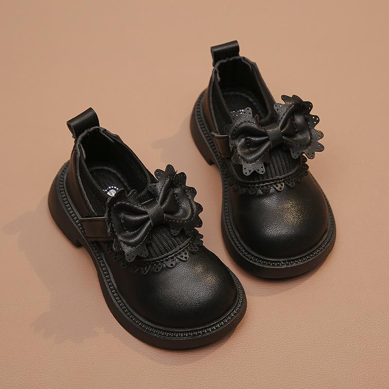 British Style Bowknot Girls Princess Leather Shoes Soft Sole Performance Flats