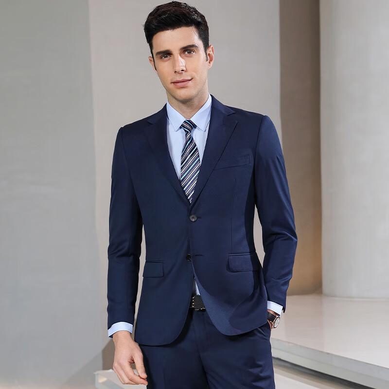 Kaseye Синий сапфировый деловой костюм-тройка, 50% шерсть L