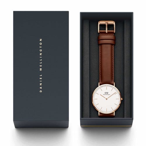 Daniel Wellington Classic Cambridge Watch DW00100006 Rose Gold with Leather Strap, 40mm