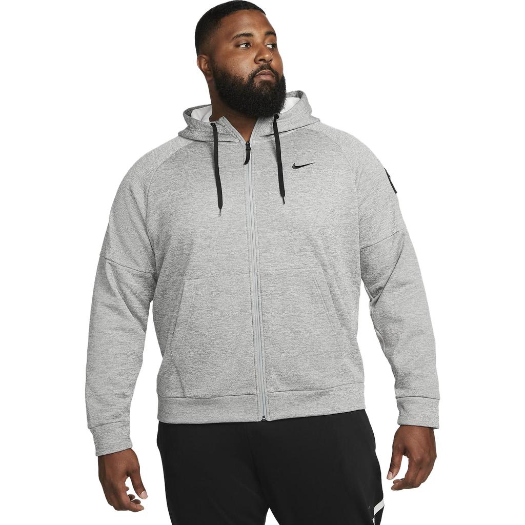 Nike Therma-FIT Solid Logo Print Zip Hoodie Jacket Men Outerwear Grey DQ4831-063