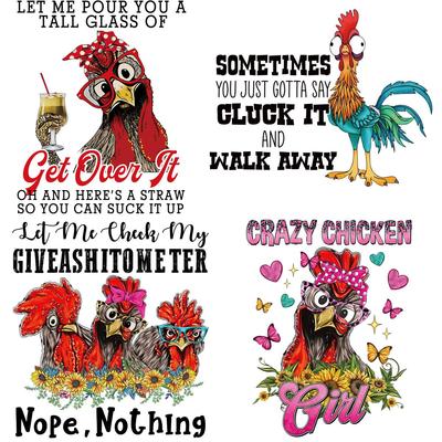 Rooster Funny Iron-On Heat Transfer Sticker Diy Accessory Clothes Appliqued Patches For Diy Clothing T-Shirt Mask Jeans Backpack