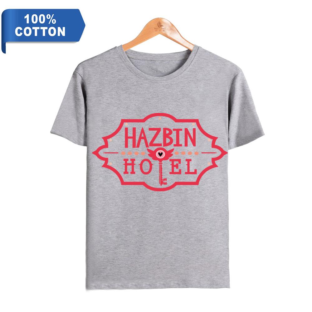 

Летняя женская и мужская футболка с коротким рукавом Hazbin Hotel, одежда для фитнеса, новая мужская футболка, футболка для косплея XXS серый