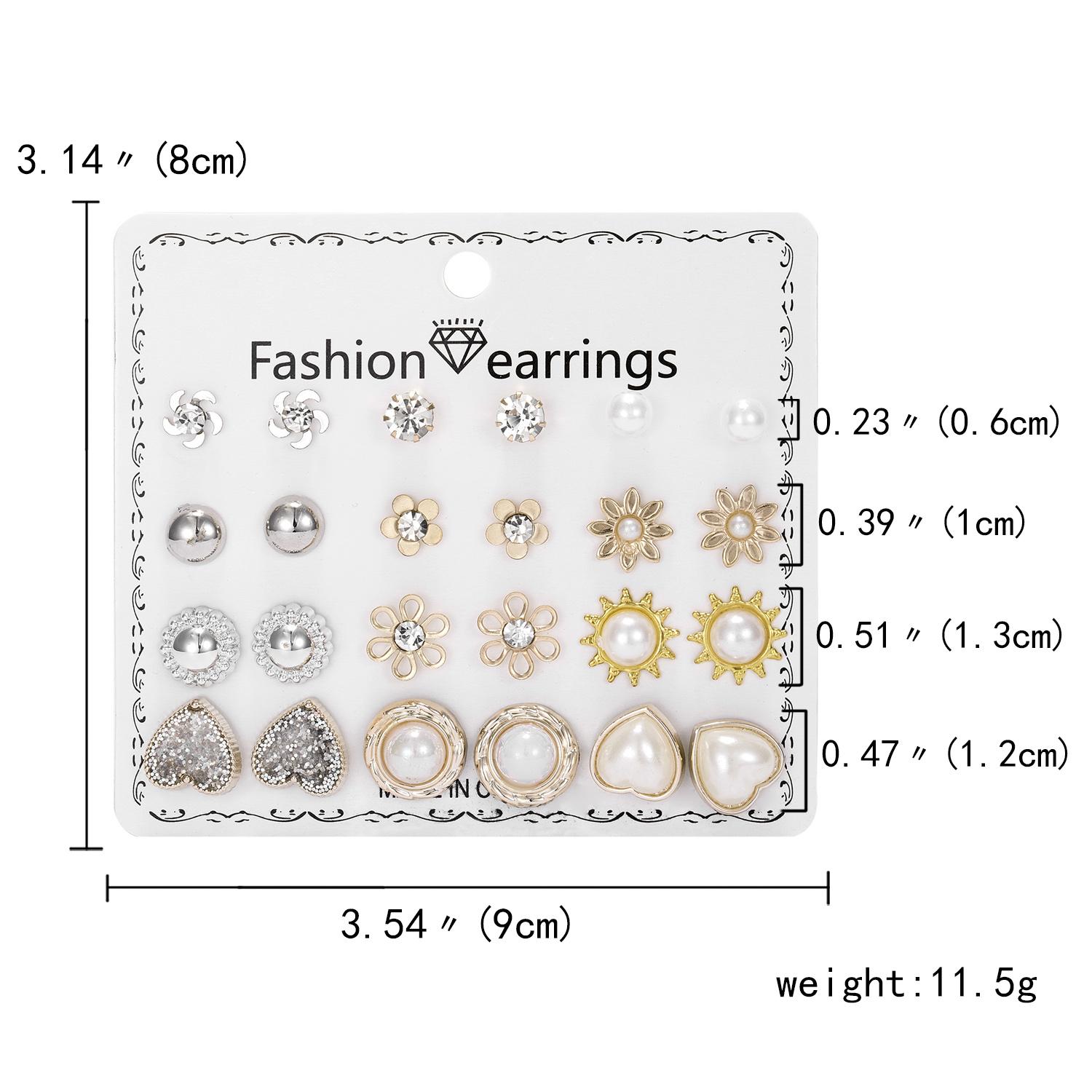 

12 Pairs/set Crystal Rhinestone Flower Stud Earring Set Women Jewelry Accessories Month Jan-Dec Piercing Ball Stud Earring Kit