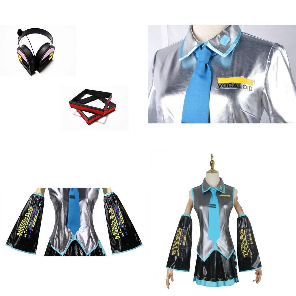 Hatsune Miku Vocaloid Pu Cosplay Top Kleid Krawatten Set für Weihnachtsshow