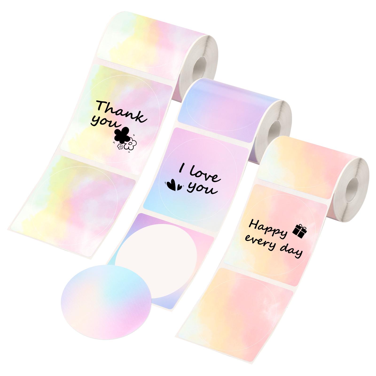 

3Roll M110 M120 M220 M221 Label 50mm x 50mm Thermal Tag Flower or Round Shape Label for DIY Design Price Name Address Logo