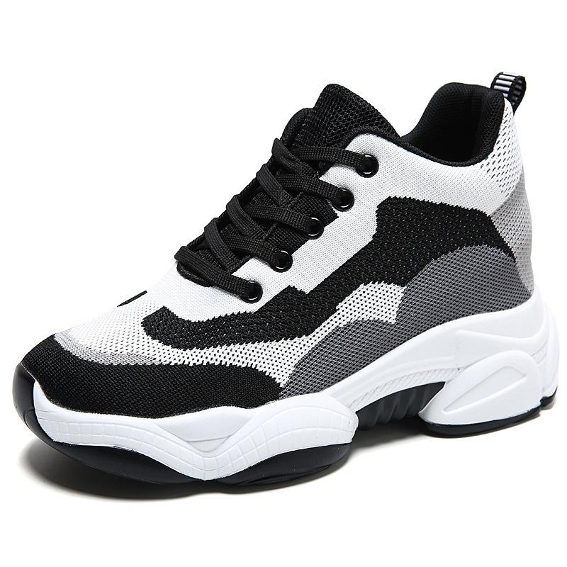 

Внутренняя высота увеличена на 8 см, дышащая сетчатая поверхность, осенние новые спортивные и повседневные универсальные кроссовки на толстой подошве для женщин 34