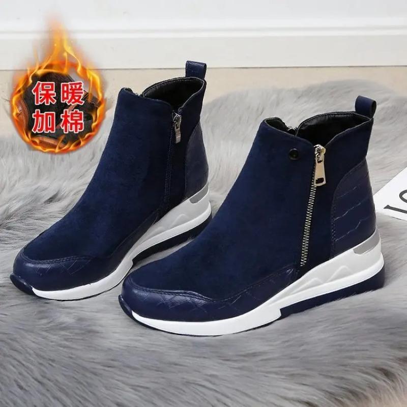 Women Boot 2024 Autumn Winter High Top Vulcanize Shoes Women Platfrom Wedges Shoes Zipper Chunky Sneakers Female Shoes Plus Size