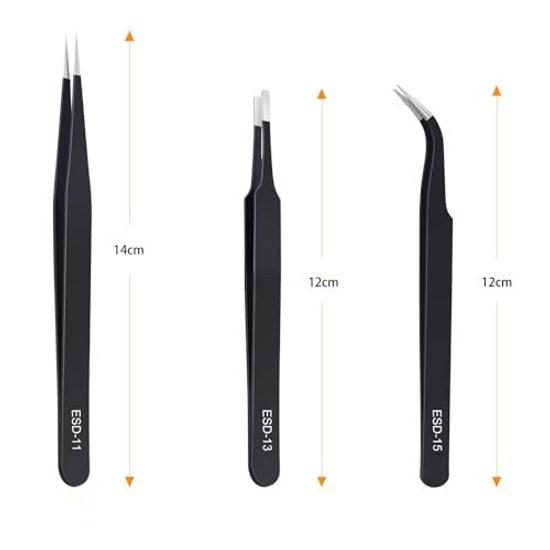 Precisie pincet ultra-fijn hoog dun modelbouw knutselen anti-magnetisch anti-corrosie roestvrij staal zuurbestendig set 3-delige set.