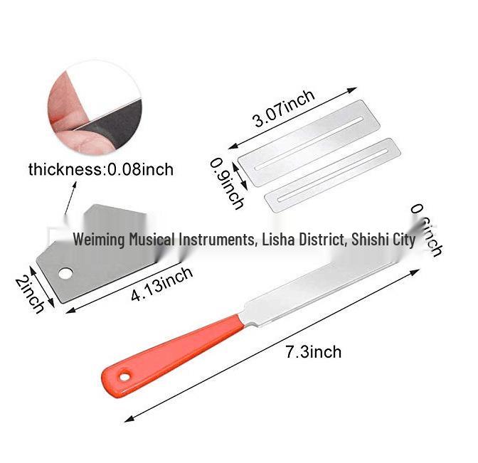 Guitar Fret Leveling and Sanding Tool Set with Stainless Steel File and Ruler