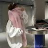 Iceland sea salt blue scarf women's autumn and winter new mohair solid color versatile scarf warm imitation cashmere shawl