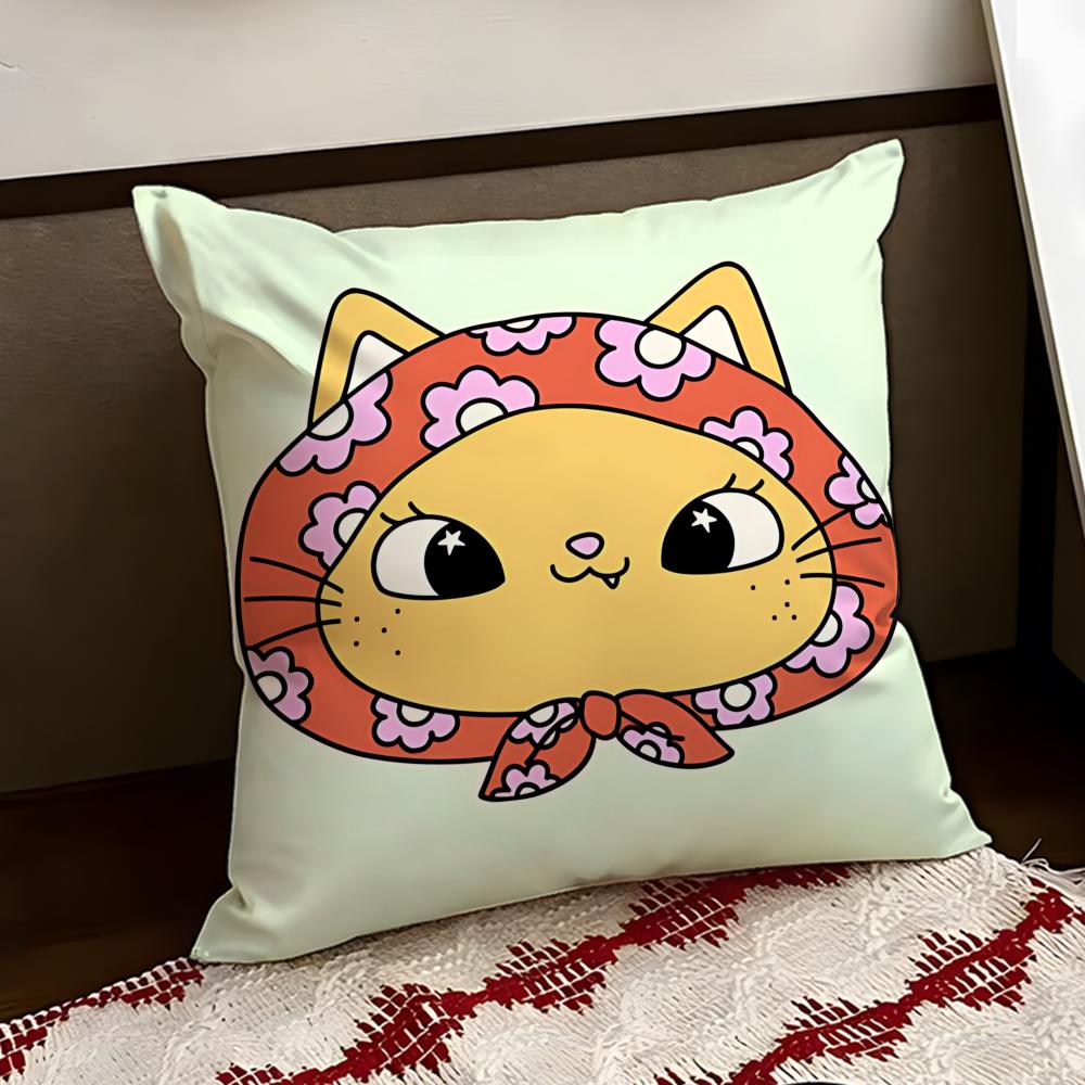 Tied Bandana Cat Cushion Cover Reversible Soft Durable Pillow Cover Home Car MultiScene Use for Daily Comfort
