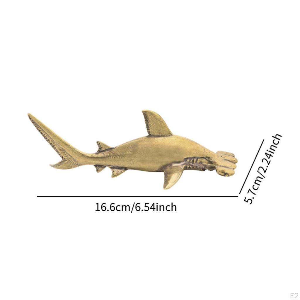Brass Hammerhead Shark Sculpture Figurine 16.6 Cm Sea Animal Decor Ornament Home Decoration