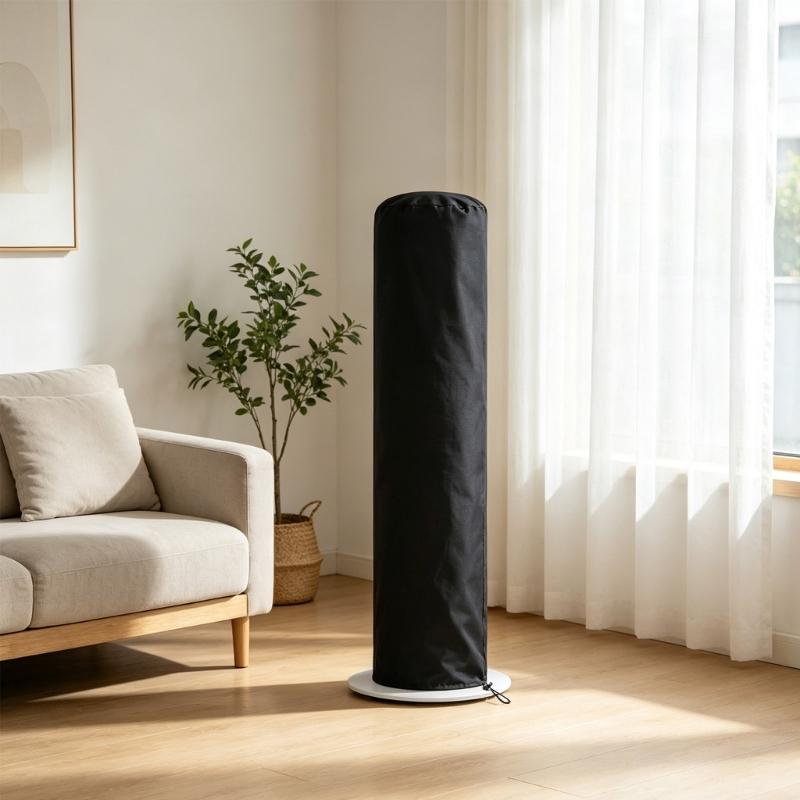 Copertura per Ventilatore a Piantana 13 x 42 Pollici in Tessuto 420D Nero, Copertura Completa con Parte Superiore Arrotondata per Camera da Letto, Balcone e Ripostiglio