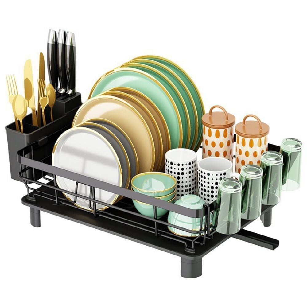 Large Capacity Dish Drying Rack Rust-Proof Drainboard Set Kitchen Storage Shelf  Kitchen Sink